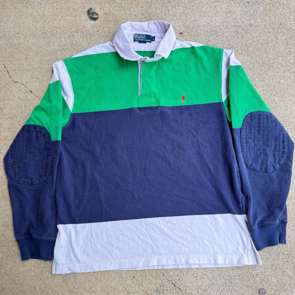 Polo by Ralph Lauren Colorblock Rugby Polo Shirt with Elbow Patches